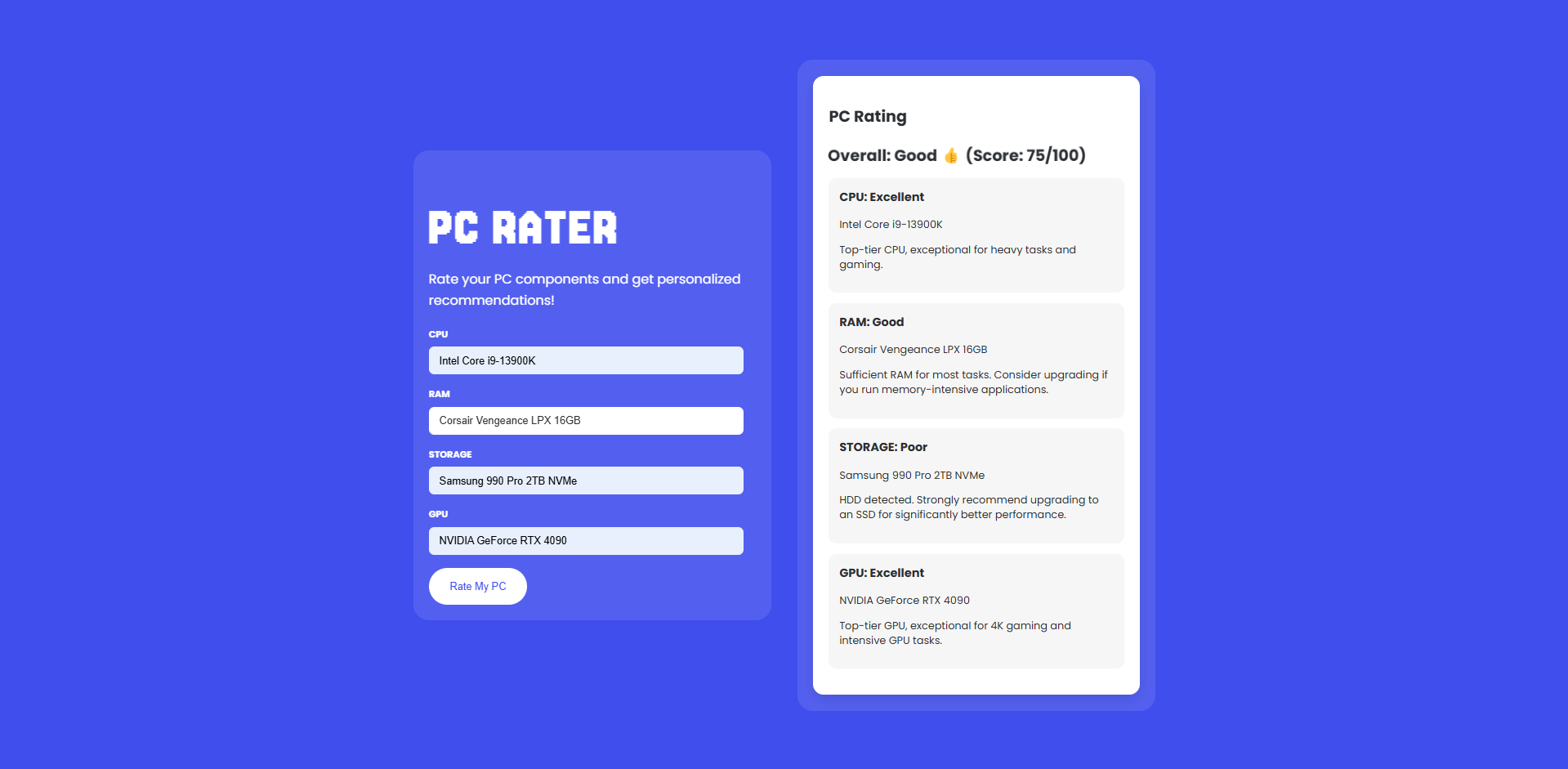Pc Rater Screenshot 2